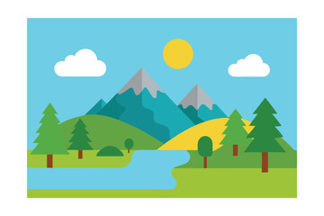 landscape with mountains and trees