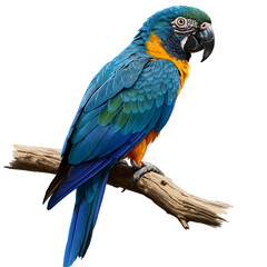 blue and yellow macaw isolated background