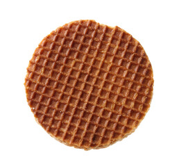 One tasty Dutch waffle isolated on white