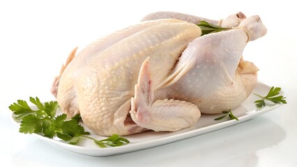 Fresh whole chicken isolated on clean white surface