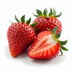 Fresh ripe strawberries isolated on white

