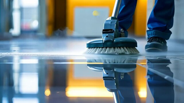 Powerful washing vacuum cleaner in action for spotless cleaning