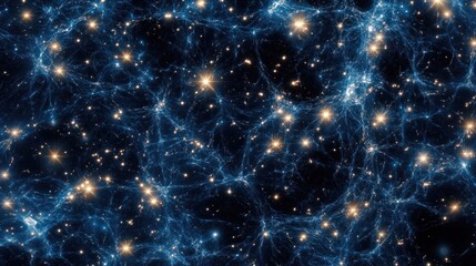 Fototapeta premium Cosmic web connecting galaxies in deep space exploration