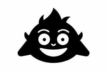 Happy Doodle Face Icon, Solid Black Shape
