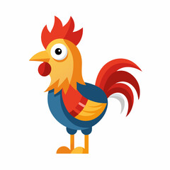 Minimalist Rooster Mascot Icon Vector Illustration