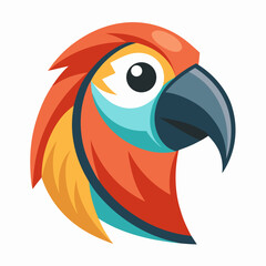 Minimalist Parrot Head Mascot Icon Vector