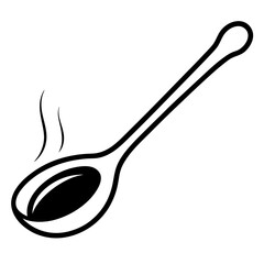 Minimal Spoon Silhouette with Food Steam Icon