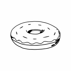 Simple Black and White Donut Illustration