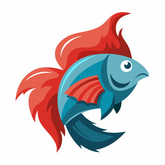 Minimalist Betta Fish Vector Icon Illustration