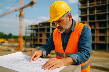 Construction worker, contractor, and developer, all part of a planning concept