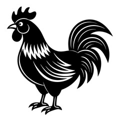 Minimalist Black Rooster Mascot Icon Vector