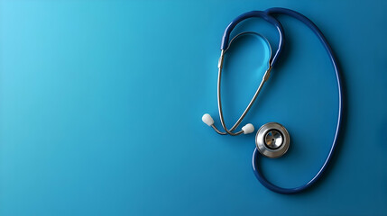 A medical stethoscope positioned on a vibrant blue background.