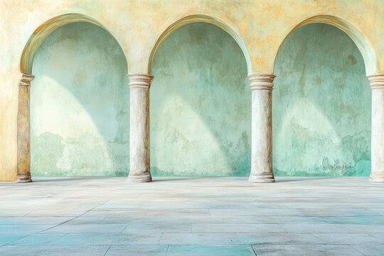 Ancient colonnade, arched passage