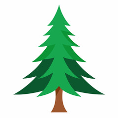 Obraz premium Simple Green Pine Tree Icon on White
