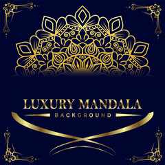 Elegant black luxury background with gold mandala ornament design