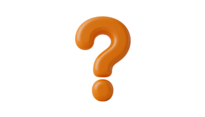 3D rendered, bright orange question mark isolated on transparent background 
