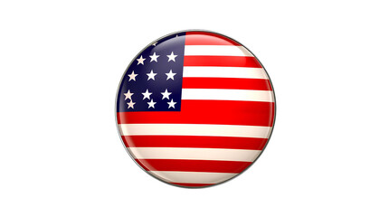 Circular lapel pin depicting the American flag. isolated on transparent background 