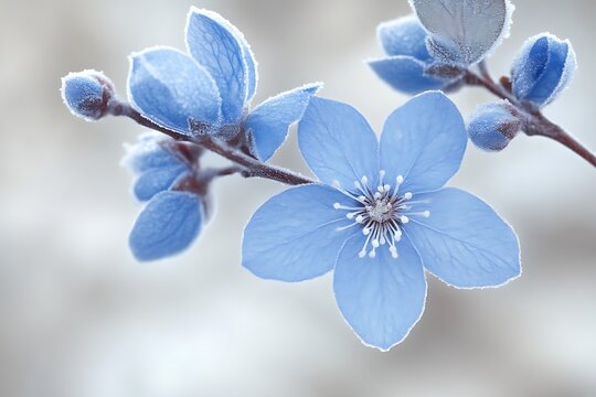Delicate, frosted blossoms in soft pastel blue.