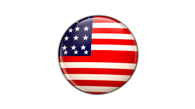 Circular lapel pin depicting the American flag. isolated on transparent background  - Powered by Adobe