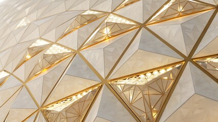 Fototapeta premium Abstract Geometric Pattern with Gold Accents and Subtle Lighting