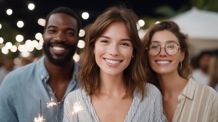 Joyful Group of Friends Celebrating Outdoors