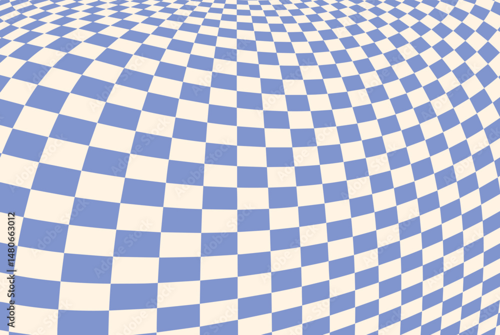 Poster wavy pattern with checkerboard background and trippy checker texture. chessboard warp with abstract 
