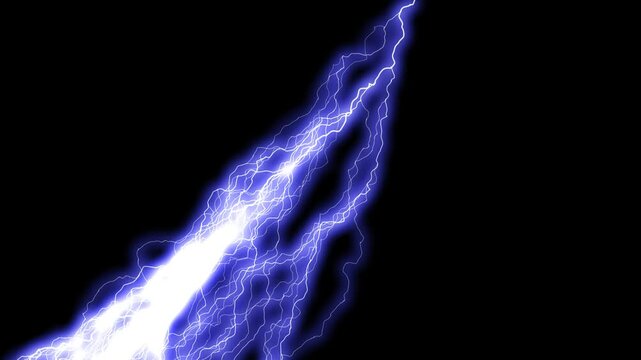 Realistic Lightning Strike effect.Thunderstorm with flashing lightning and thunderbolt Animation with alpha channel