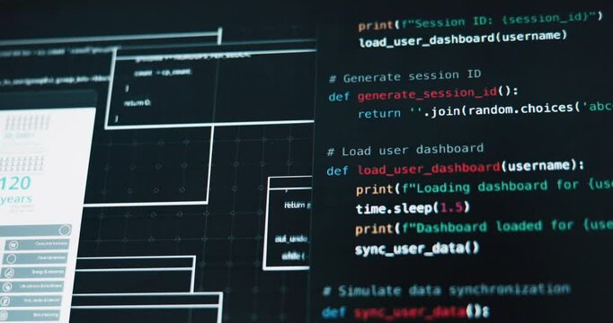 Fast, code and screen with software, cybersecurity or IT for overload or digital glitch. Tech closeup, computer and programming with cloud computing, app or blockchain for analytics or password