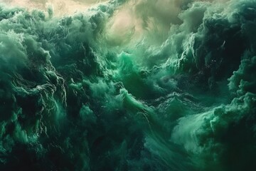 Fototapeta premium Abstract swirling clouds of emerald green