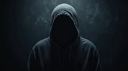 Silhouette of a hooded figure in a dark setting.