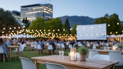Fototapeta premium Outdoor Cinema Event Experience a Memorable Movie Night Under the Stars