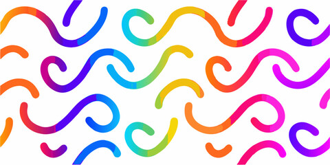 Color Line Shapes with Gradient. Abstract Wavy Pattern on White Background. 