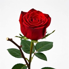 Fototapeta premium Super image of red flowers with white original background front view with roses branch white board pure background.