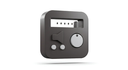 Obraz premium Modern radio design featuring speaker, buttons, display, and knob. This portable device could be used for entertainment or communication.