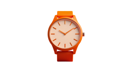 orange wristwatch with a minimalist design isolated on transparent background 