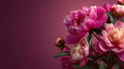 Obraz premium Vibrant Peony Bloom: Captivating close-up of delicate peony blossoms against a soft, gradient backdrop, evoking a sense of tranquility and beauty, celebrating the floral art.