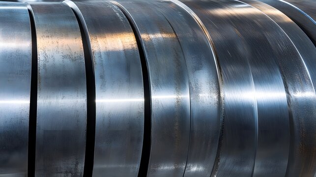 Close-up view of many metal sheets arranged in rows.