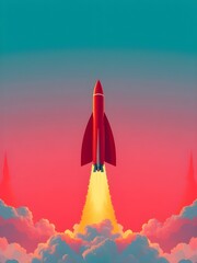 rocket on the sky. Illustration
