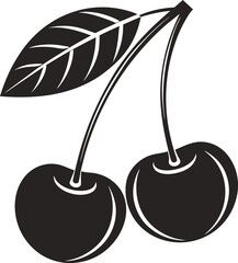 Cherry Fruit Silhouette Vector Illustration