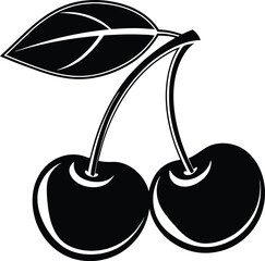 Cherry Fruit Silhouette Vector Illustration