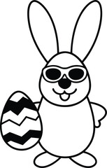 Obraz premium Easter Bunny Holding Zigzag Egg – Fun Spring Coloring Page for Kids