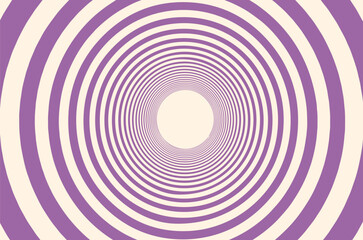 Black and white optical illusion with spiral vortex and concentric swirl. Hypnotic tunnel with radial lines and circular ripple background. Psychedelic whirlpool design with geometric burst and