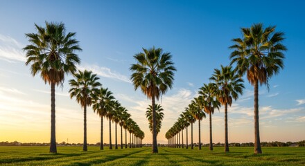 Fototapeta premium Palm Tree Plantation at Sunset