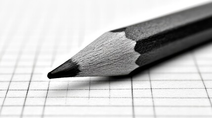 Closeup Black Pencil on Grid Paper Detailed Texture Sharp art life work note tool white still macro
