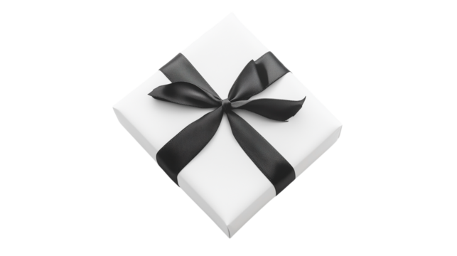 A gift box, the beauty of ribbon on a gift box, the charm of ribbon on a gift box, a gift box decorated with ribbon, the combination of ribbon with a gift box, on a transparent backgrounds