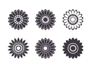 Sunflower logo silhouette vector, black silhouette of a sunflower on an isolated background, sunflower icon vector silhouette, sunflower logo in black silhouette