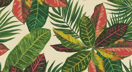 Obraz premium Vibrant Tropical Leaves Seamless Pattern