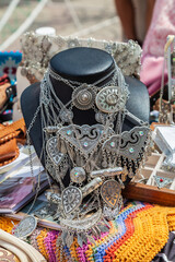 Display of necklaces and bracelets with a variety of colors and designs