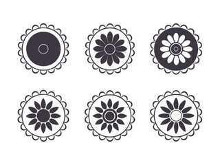 Sunflower logo silhouette vector, black silhouette of a sunflower on an isolated background, sunflower icon vector silhouette, sunflower logo in black silhouette