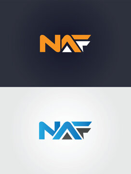 Modern NAF initial monogram vector graphic template for company branding minimalist logo design bold corporate identity